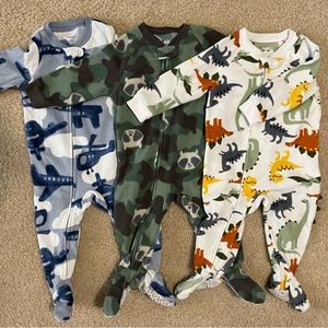 Set of 3 Carters Fleece Boys zip up pajamas